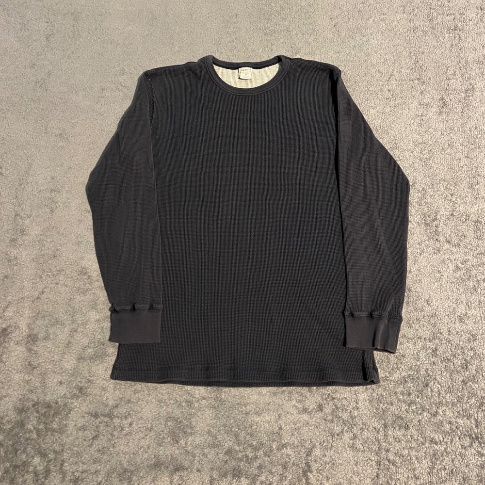 Vintage Y2K Old Navy Mens Waffle Knit Thermal Shirt Gray Long Sleeve Size Medium
